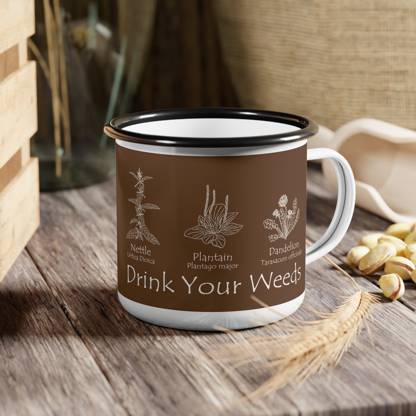 Drink Your Weeds Enamel Camp Cup